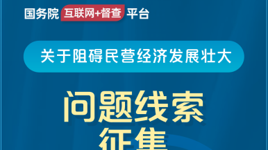 日本插逼网站国务院“互联网+督查”平台公开征集阻碍民营经济发展壮大问题线索